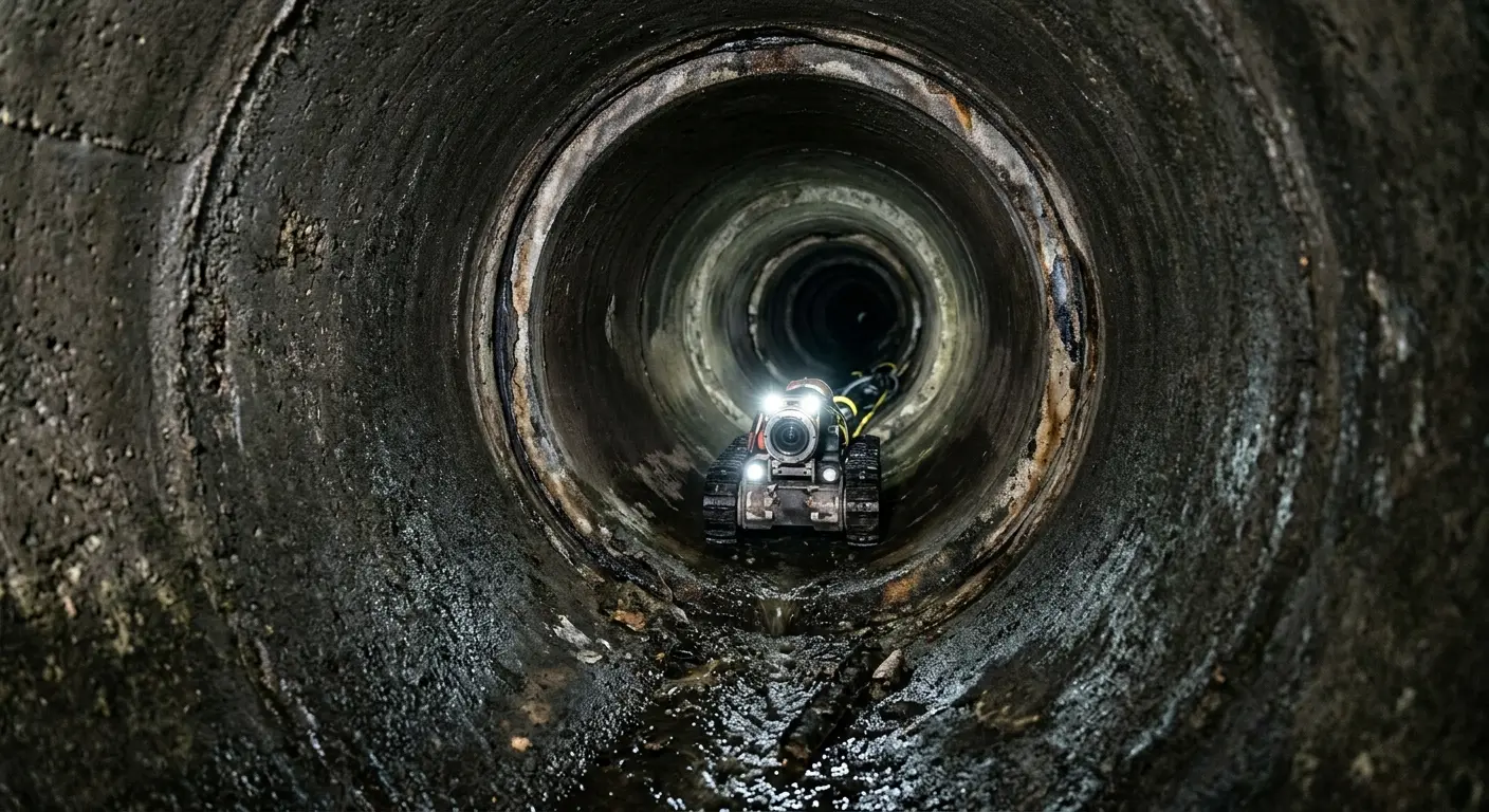 Robotic sewer camera inspecting pipe interior for Sewer Line Repair in Panama City Beach